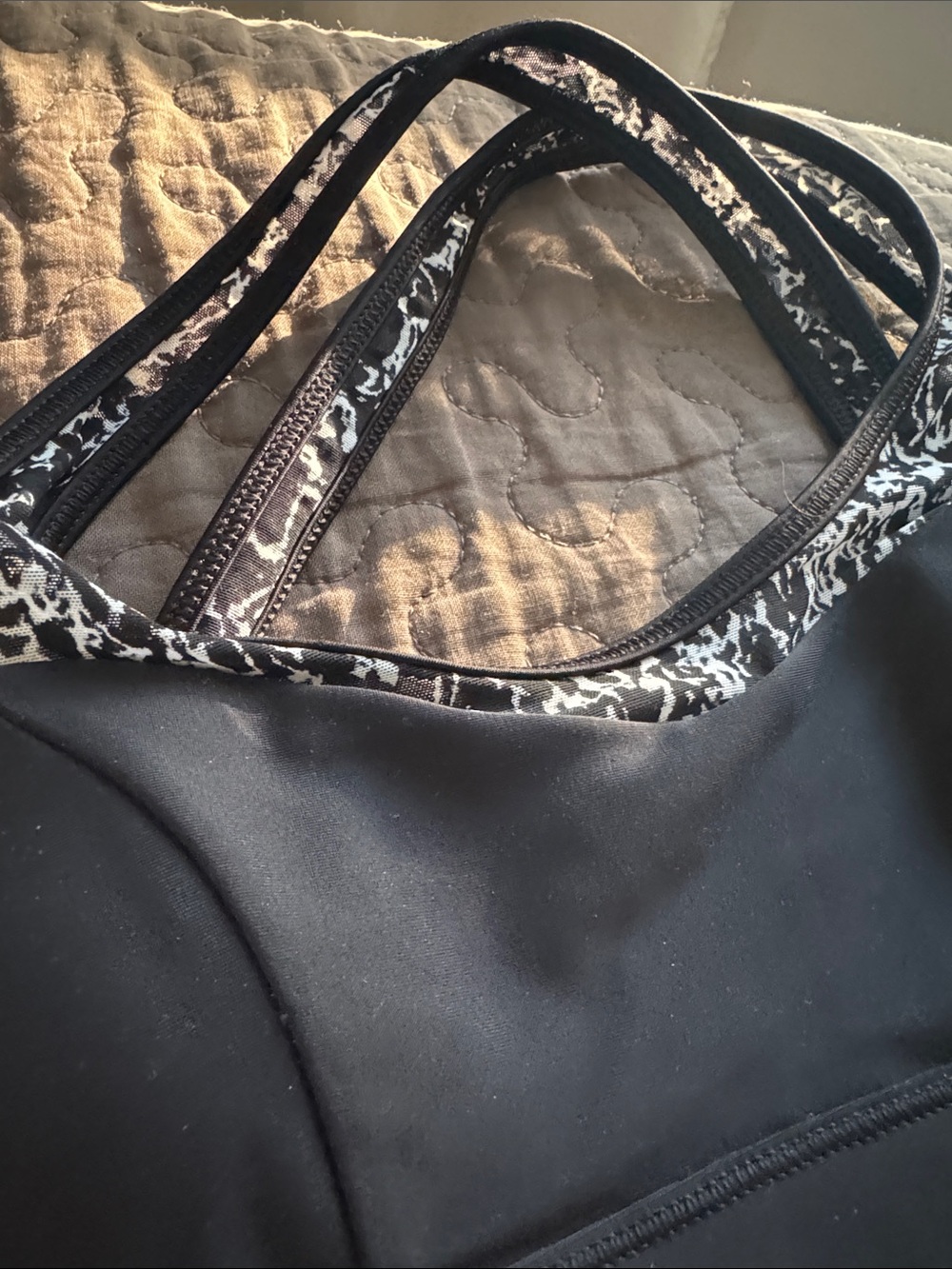 lululemon athletica Black Sports Bra with Monochrome Printed Trim - Picture 3 of 7